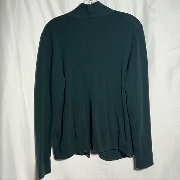 Lafayette 148 New York Cashmere Faux Wrap Sweater in Spruce XL - Picture 3 of 7